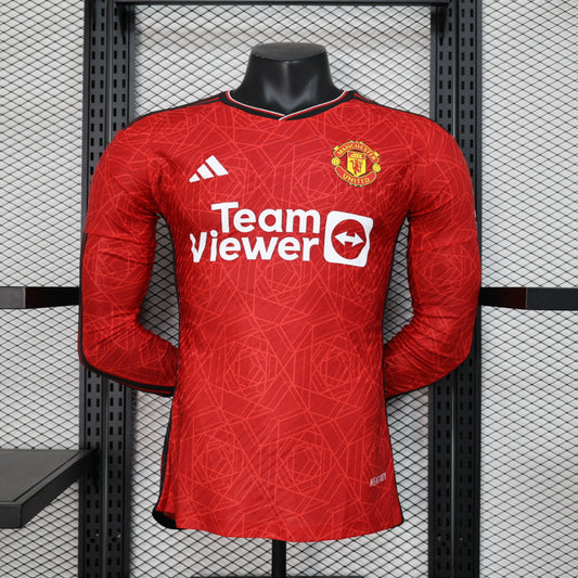 2021/22 Manchester United Home Manga Longa - Versão Jogador