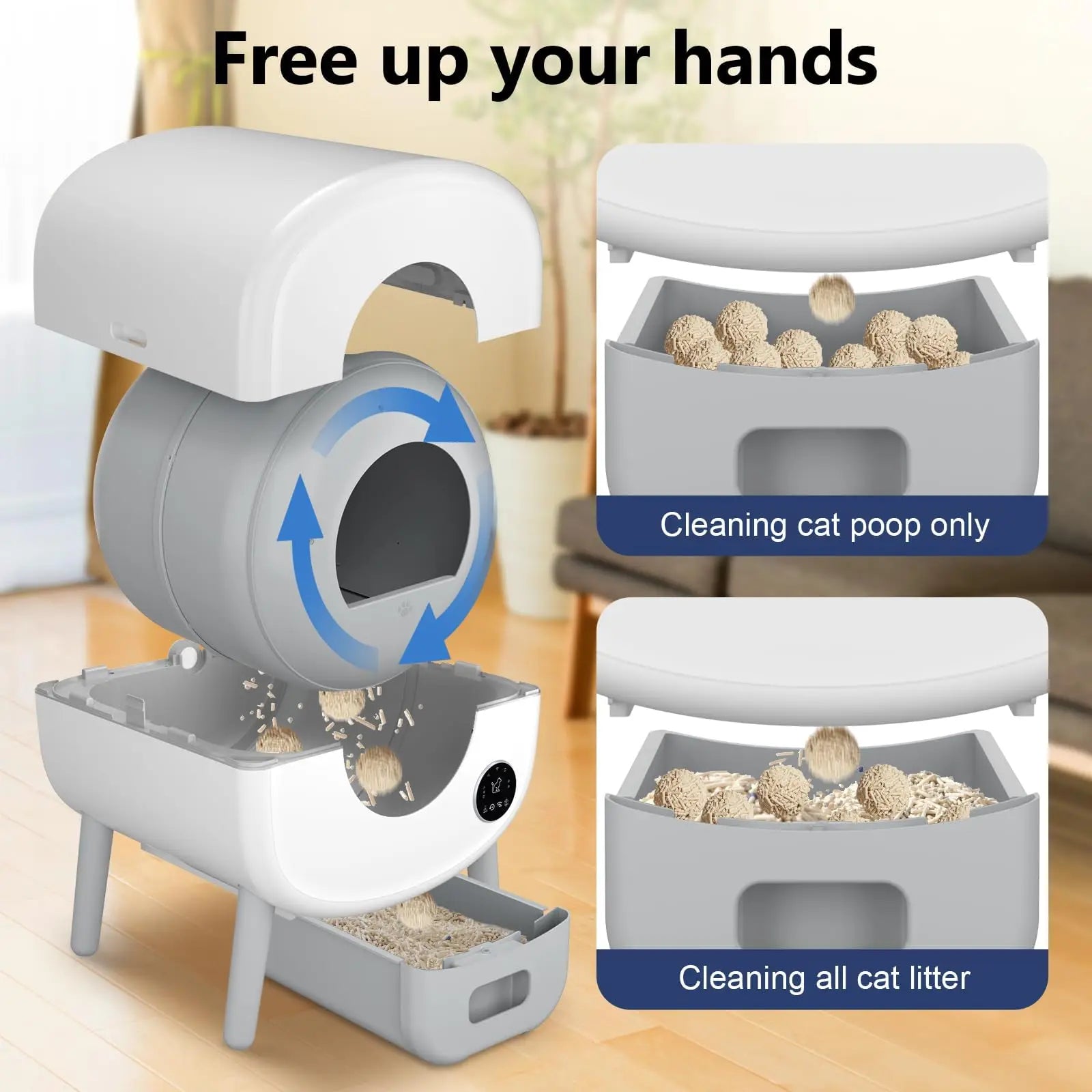 Fumoi Smart Self Cleaning Cat Litter Box, Large Capacity Automatic Cat Litter Box with App Control & Safety Protection for Multi