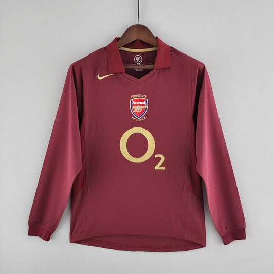 2005/06 Arsenal Home Edição Highbury Manga Longa